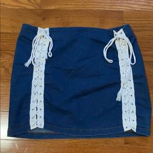 Denim lace up mini skirt